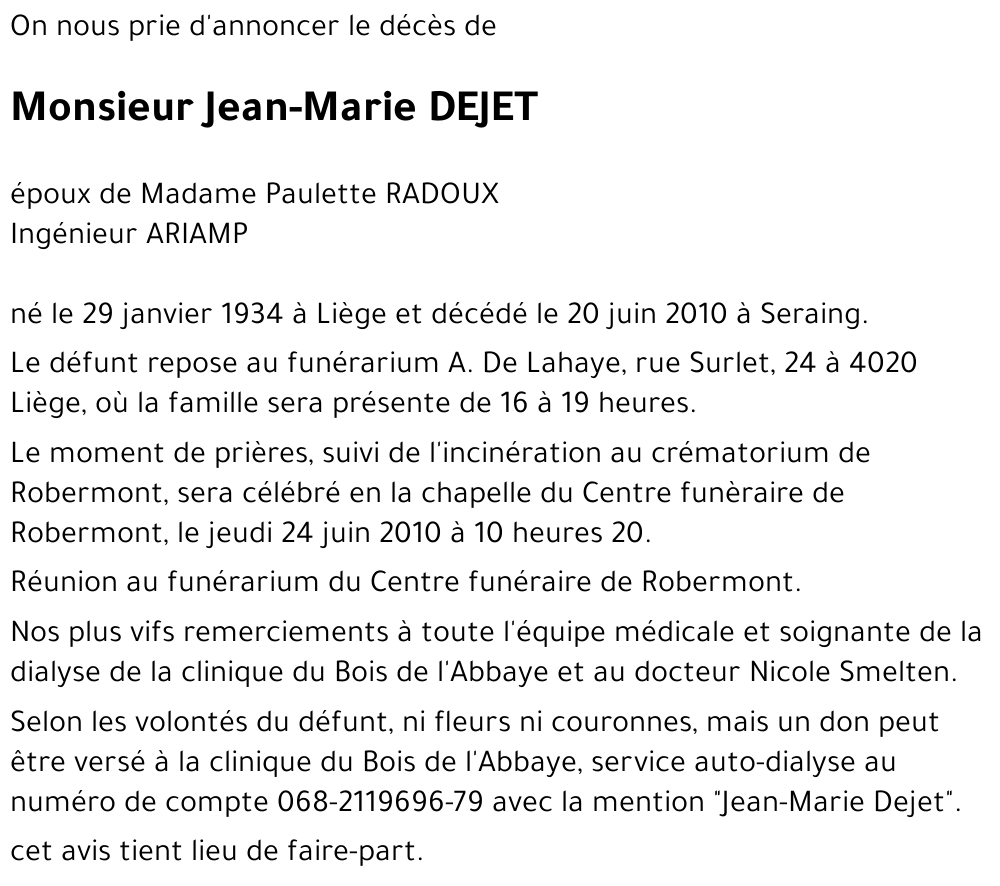 Jean-Marie DEJET