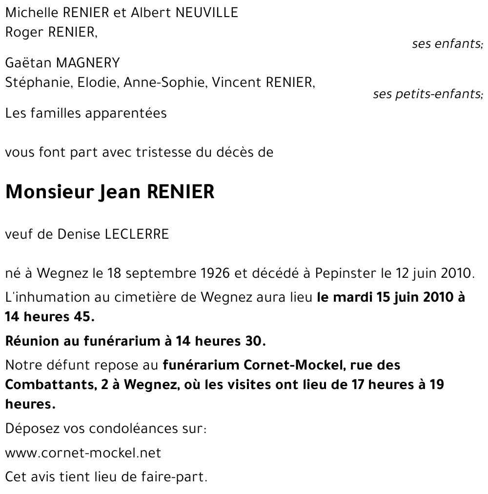 Jean RENIER