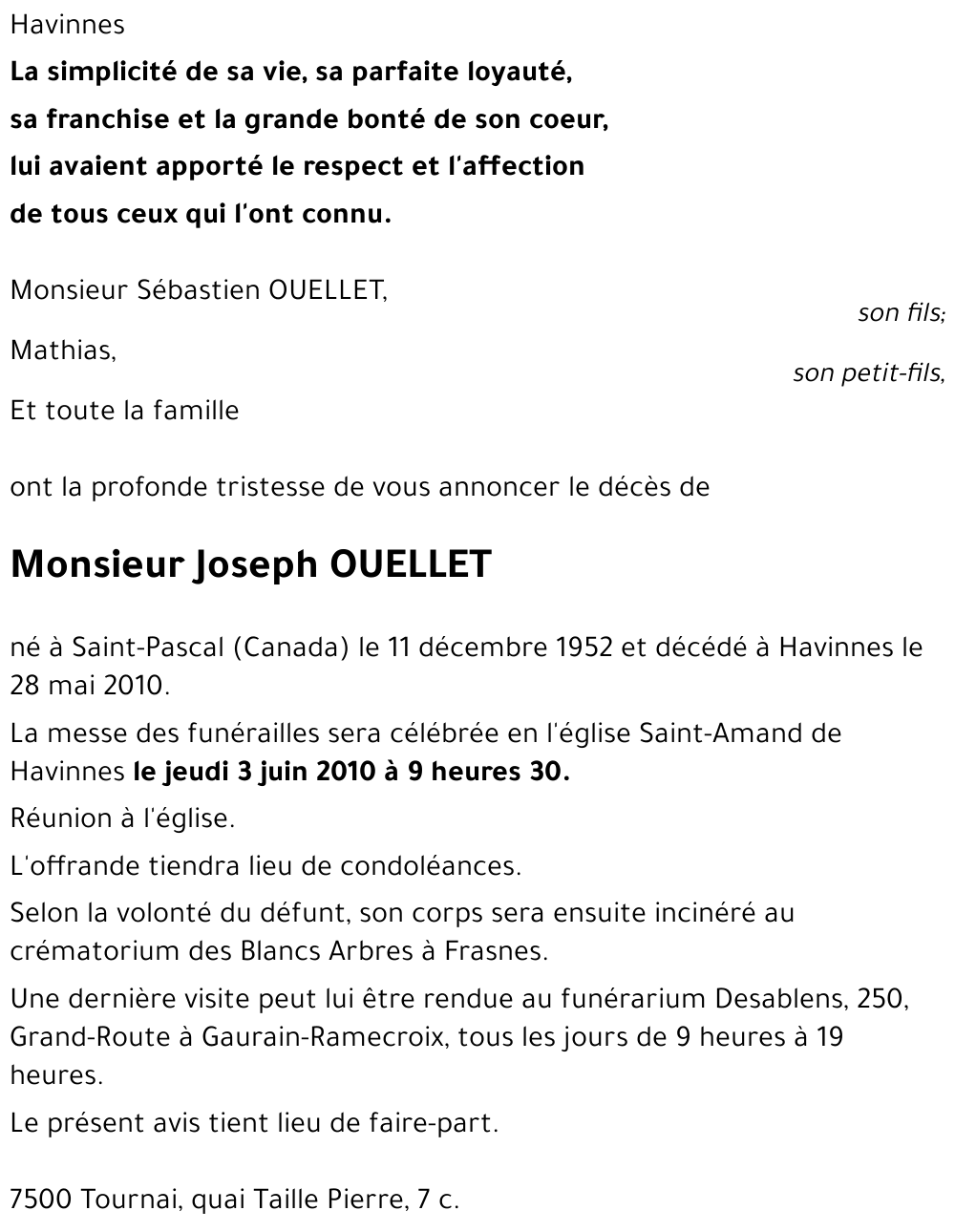 Joseph OUELLET