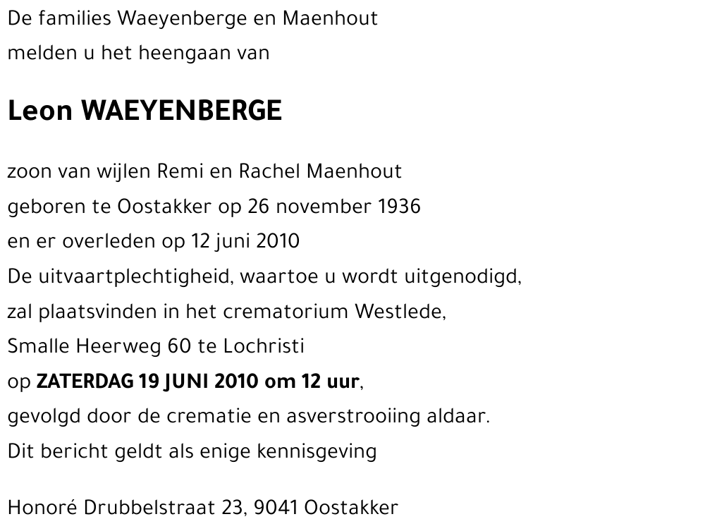 Leon WAEYENBERGE