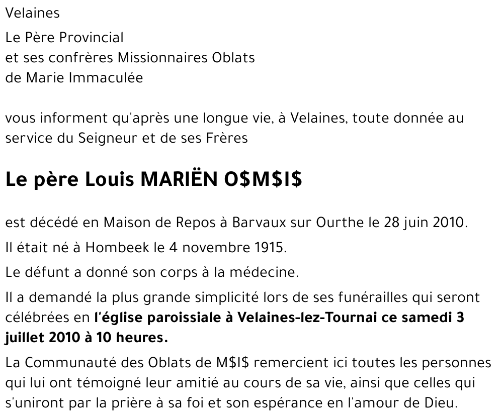 Louis MARIEN O.M.I