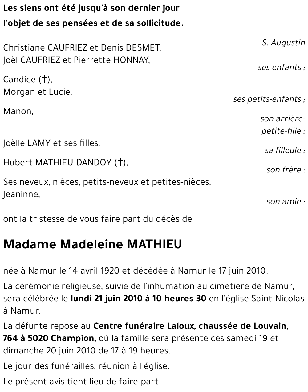 Madeleine MATHIEU