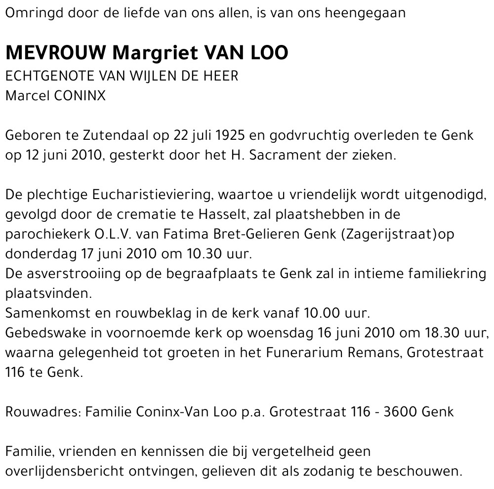 Margriet VAN LOO