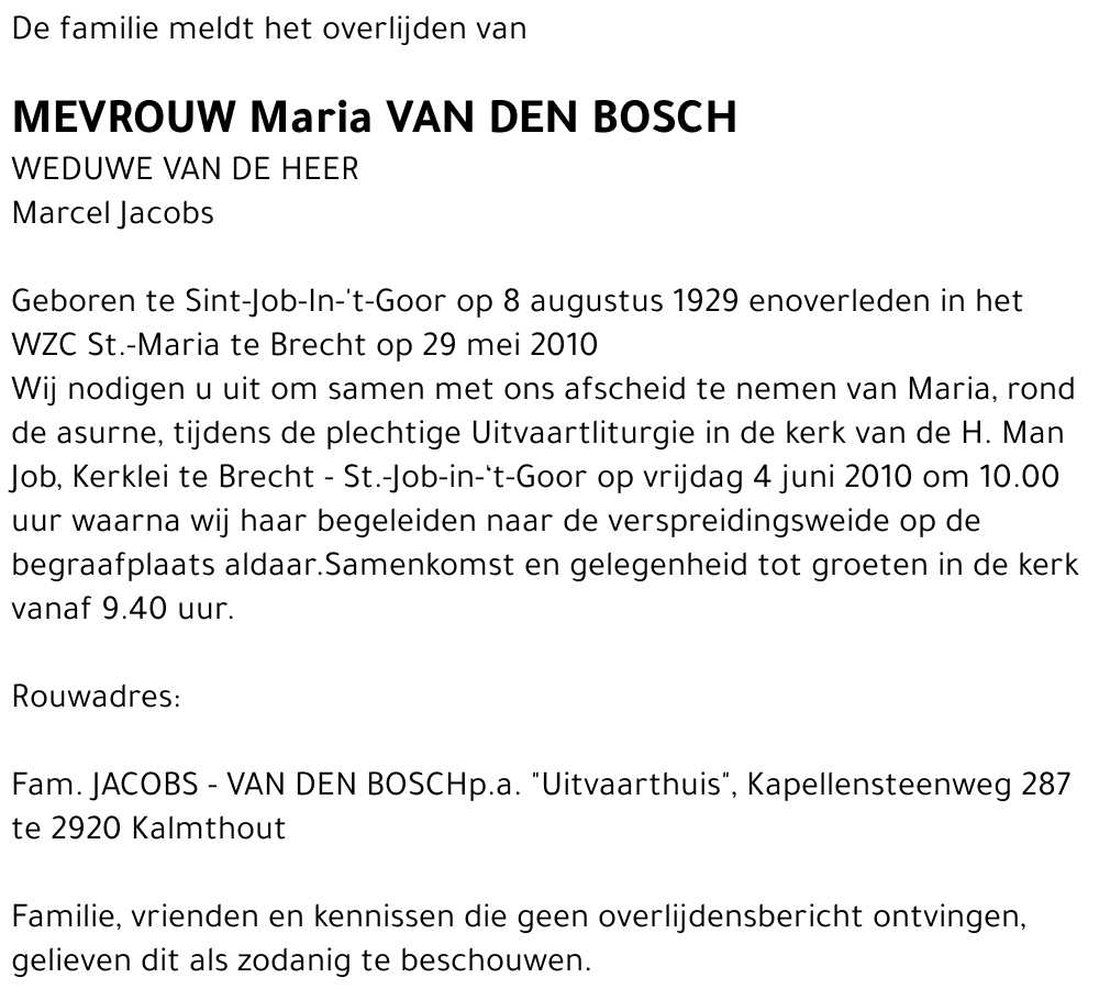 Maria VAN DEN BOSCH