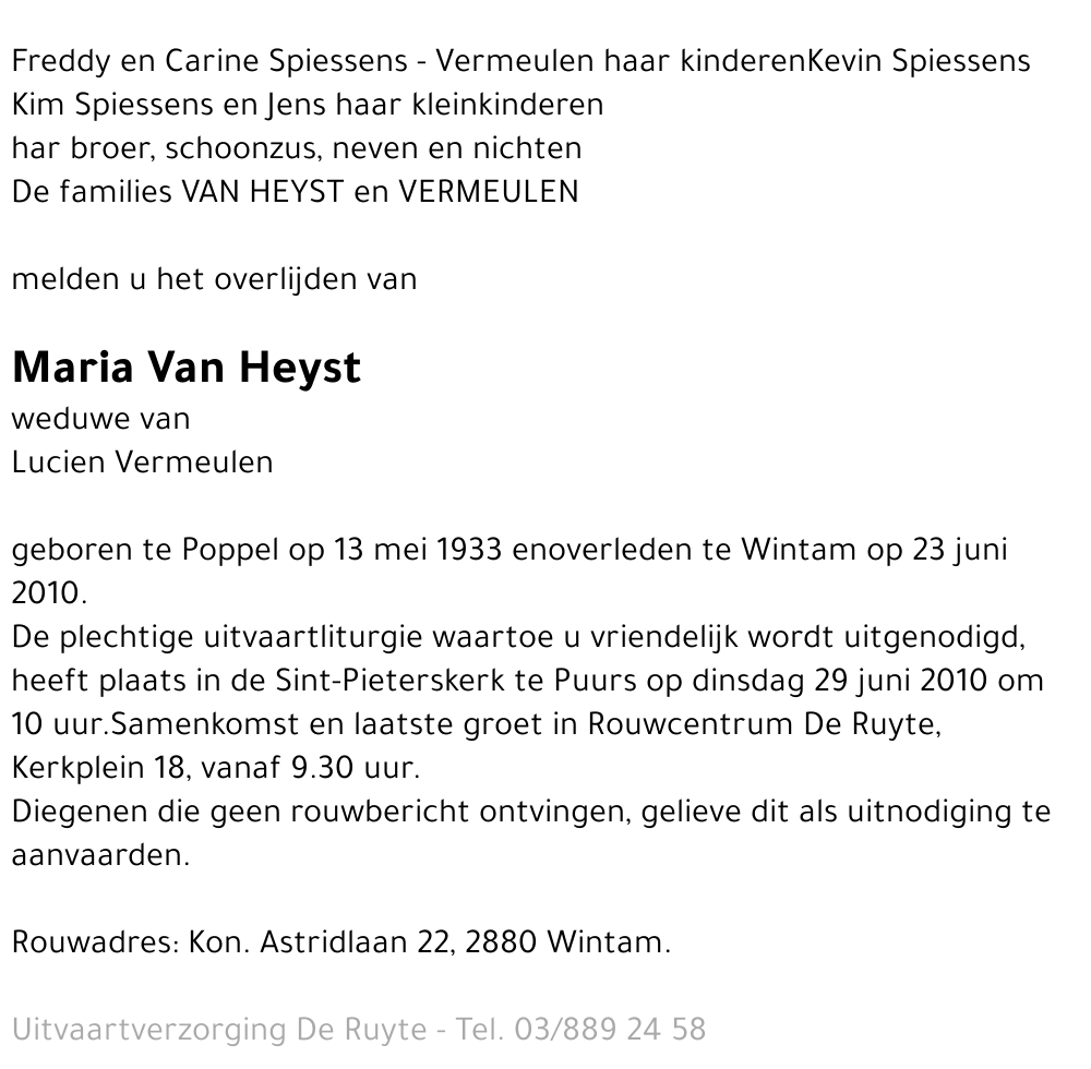 Maria Van Heyst