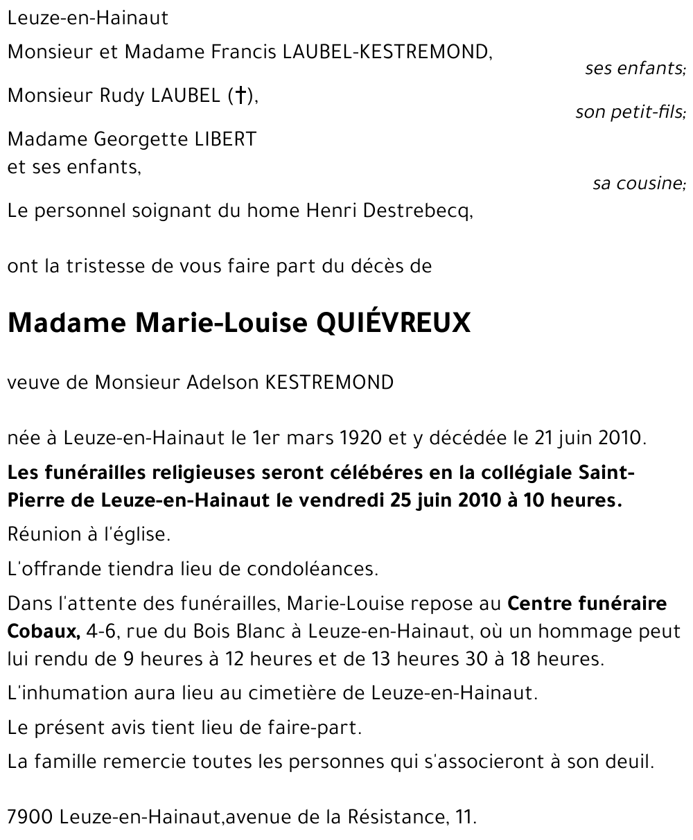 Marie-Louise Kestremond