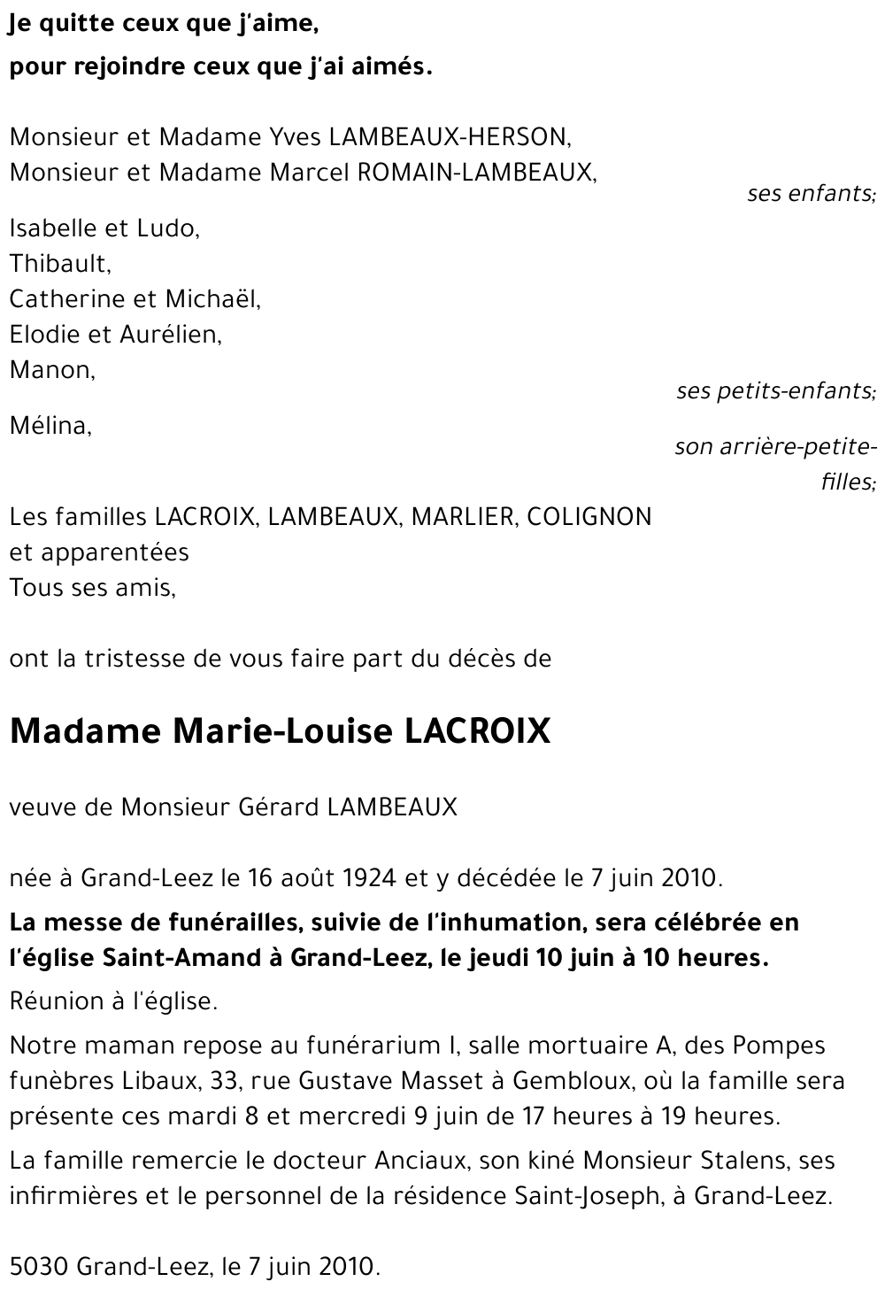 Marie-Louise LACROIX