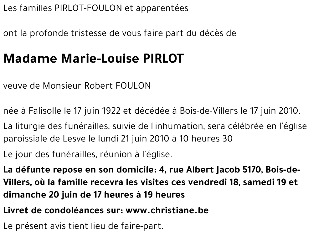 Marie-Louise PIRLOT