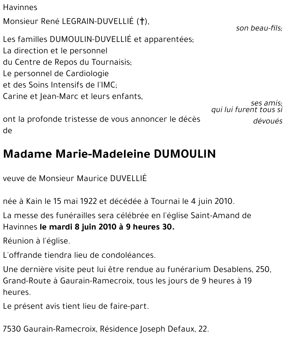 Marie-Madeleine DUMOULIN