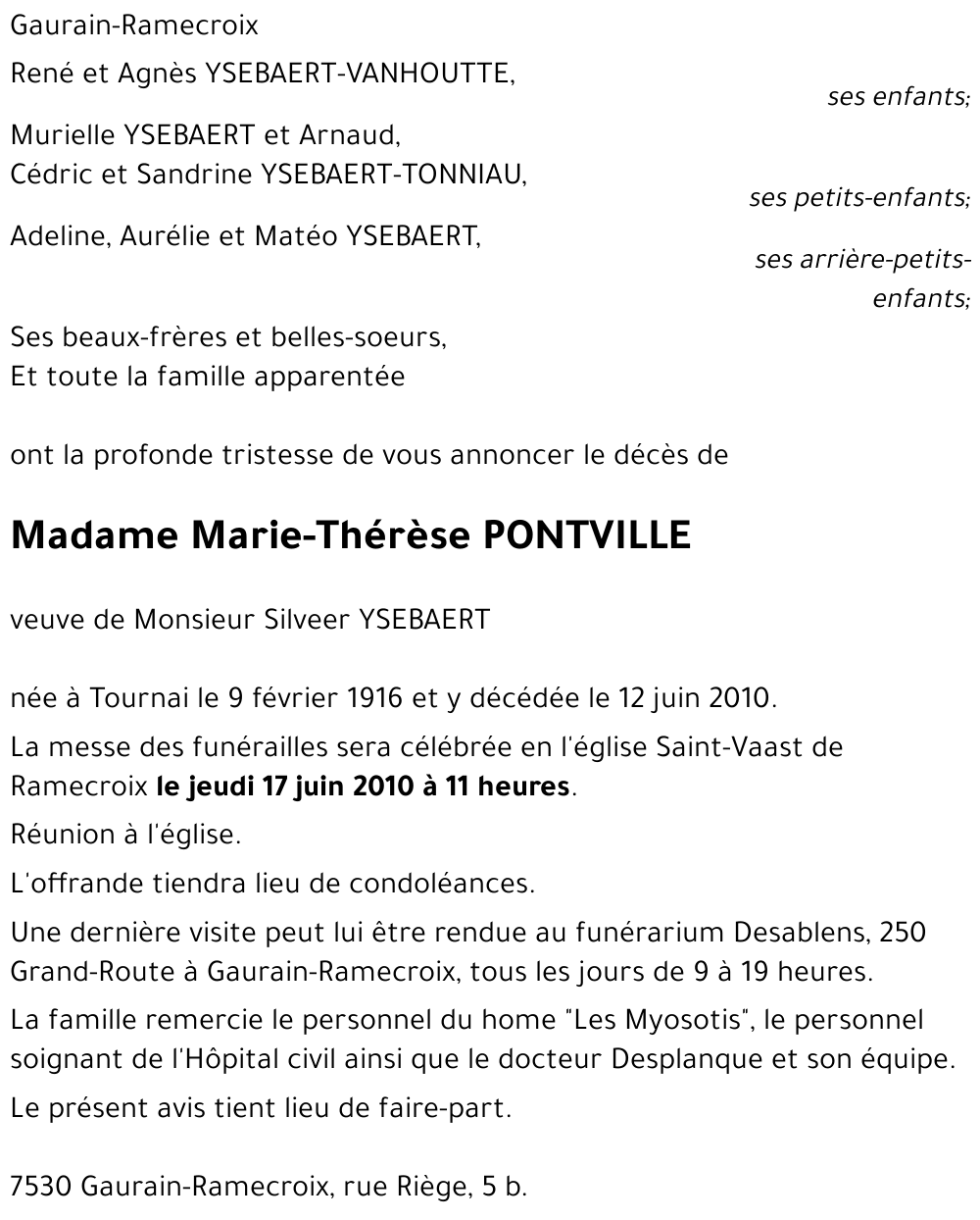 Marie-Thérèse PONTVILLE