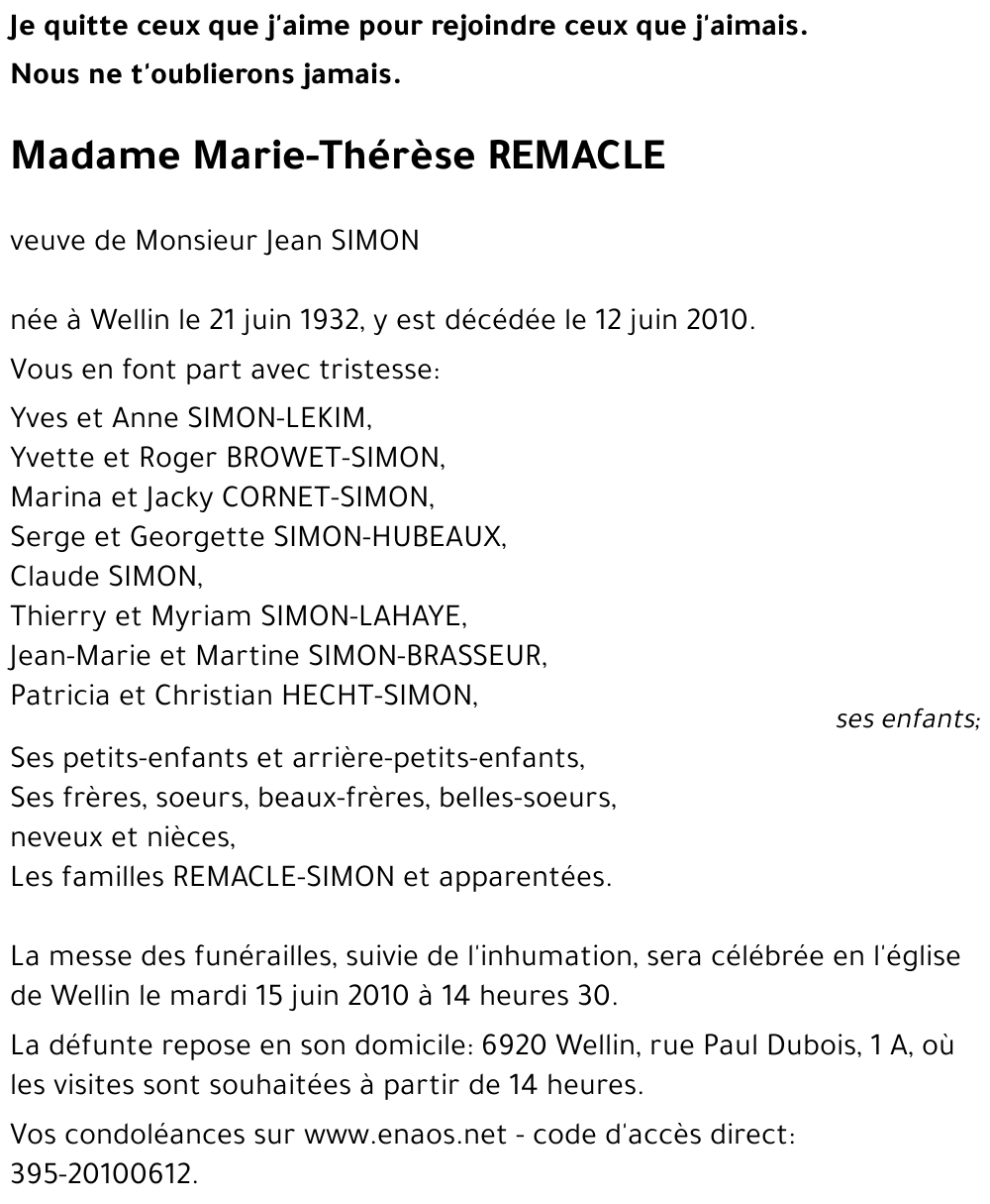 Marie-Thérèse REMACLE
