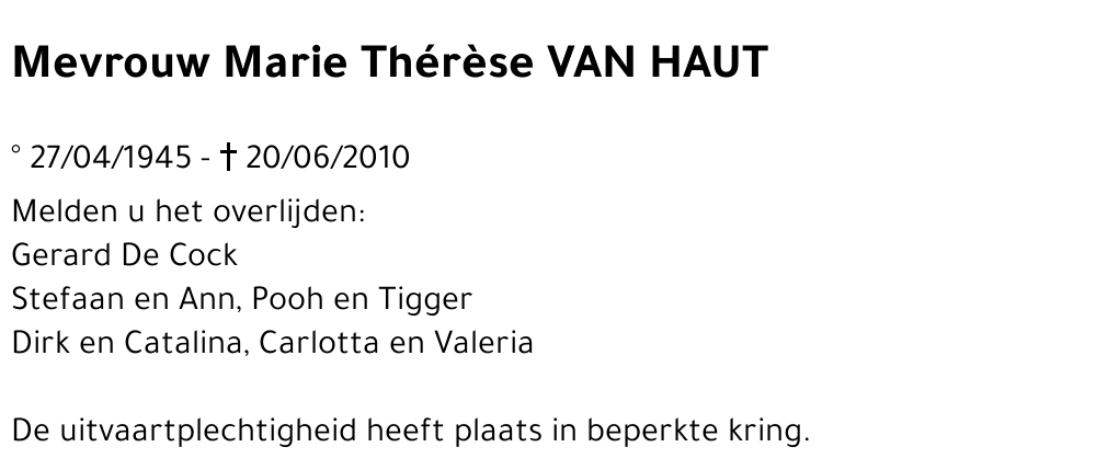 Marie Thérèse VAN HAUT