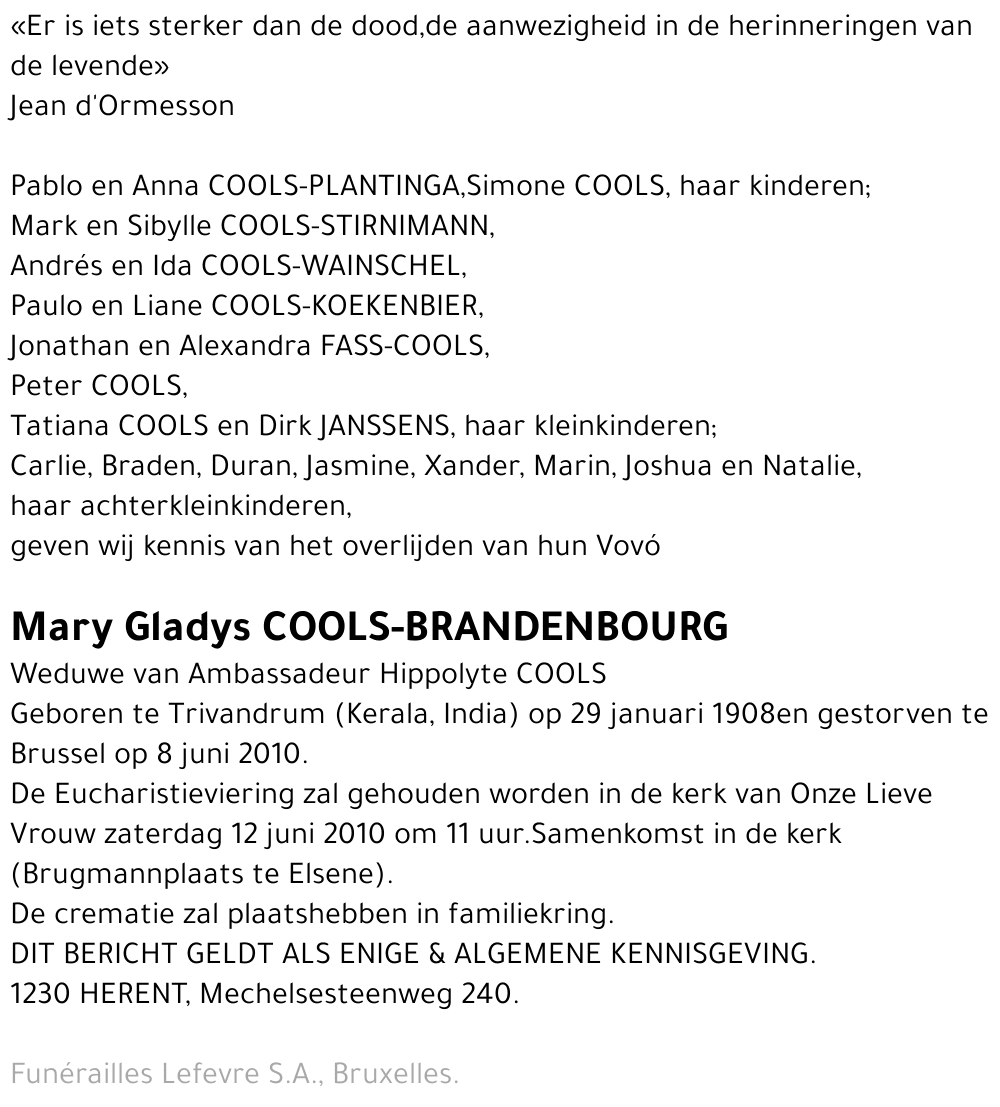 Mary Gladys Cools-Brandenbourg