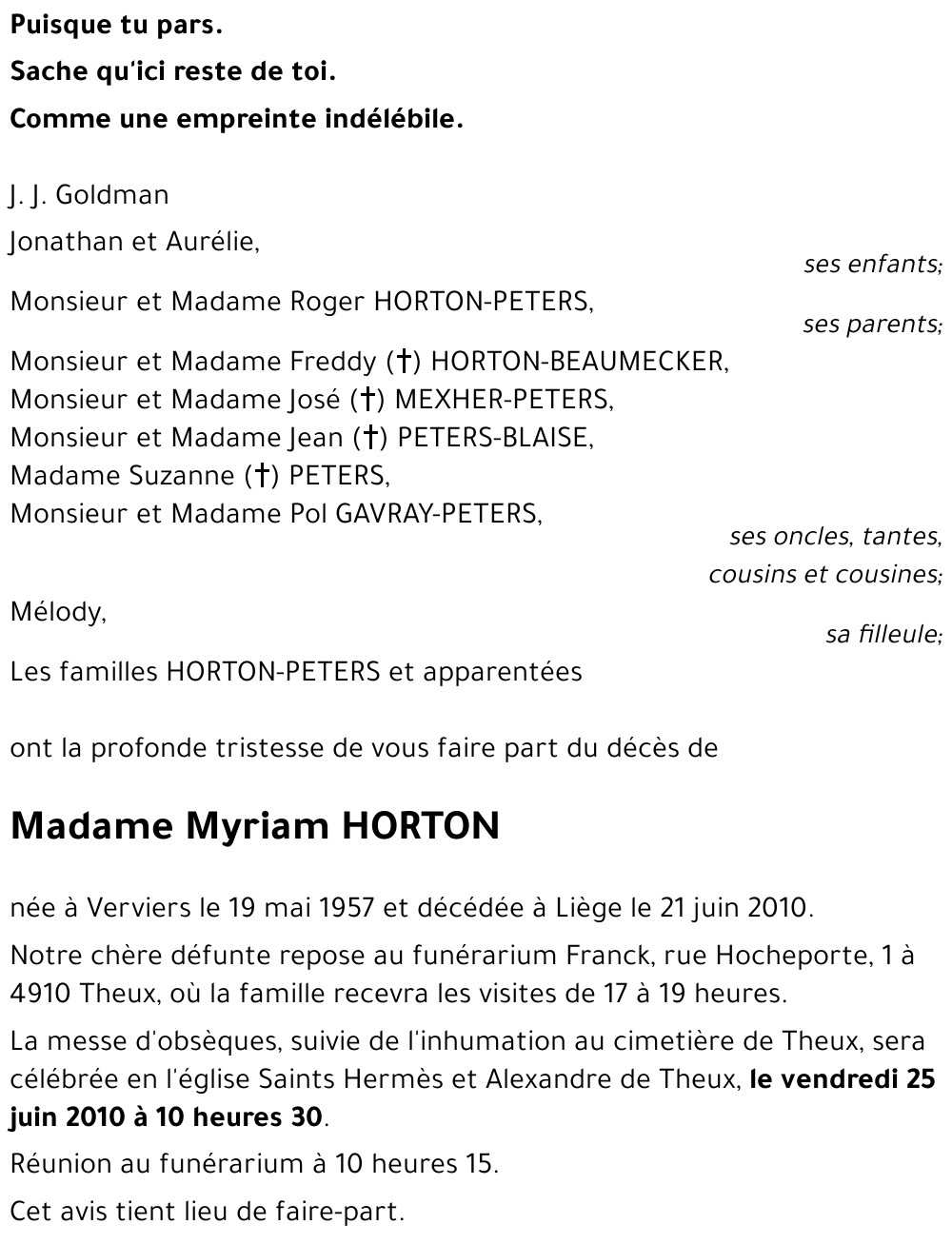 Myriam HORTON