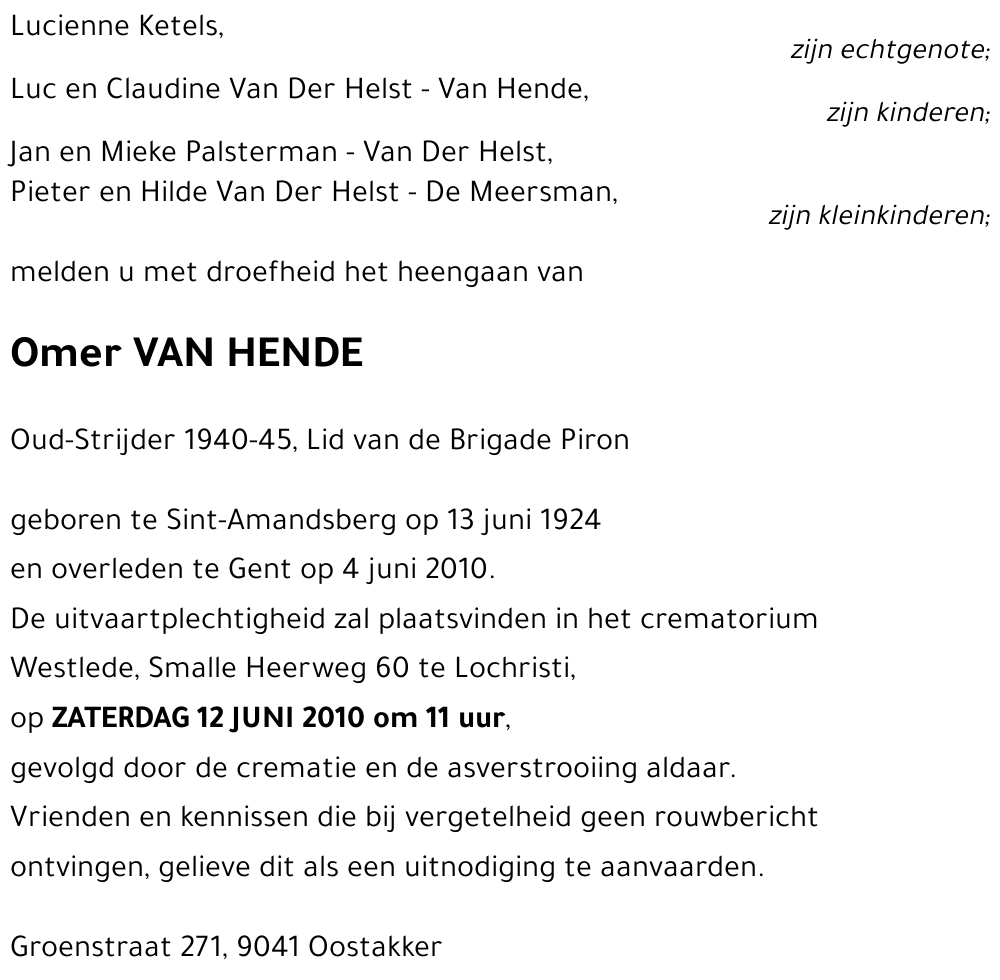 Omer VAN HENDE