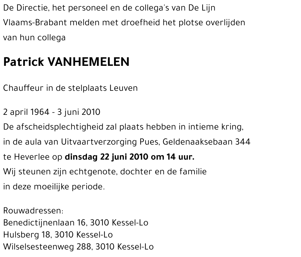 Patrick VANHEMELEN