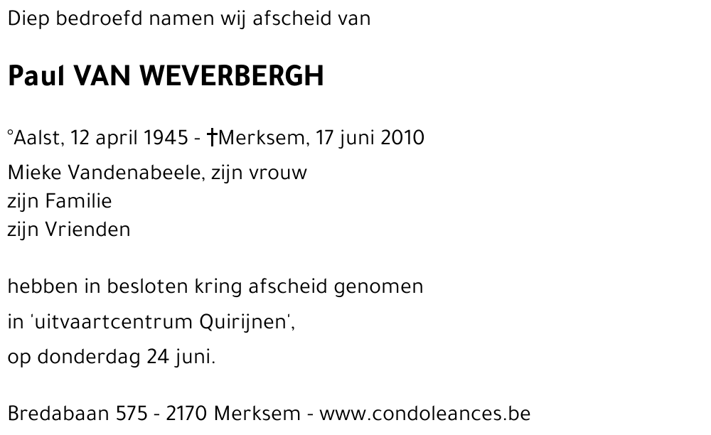 Paul VAN WEVERBERGH