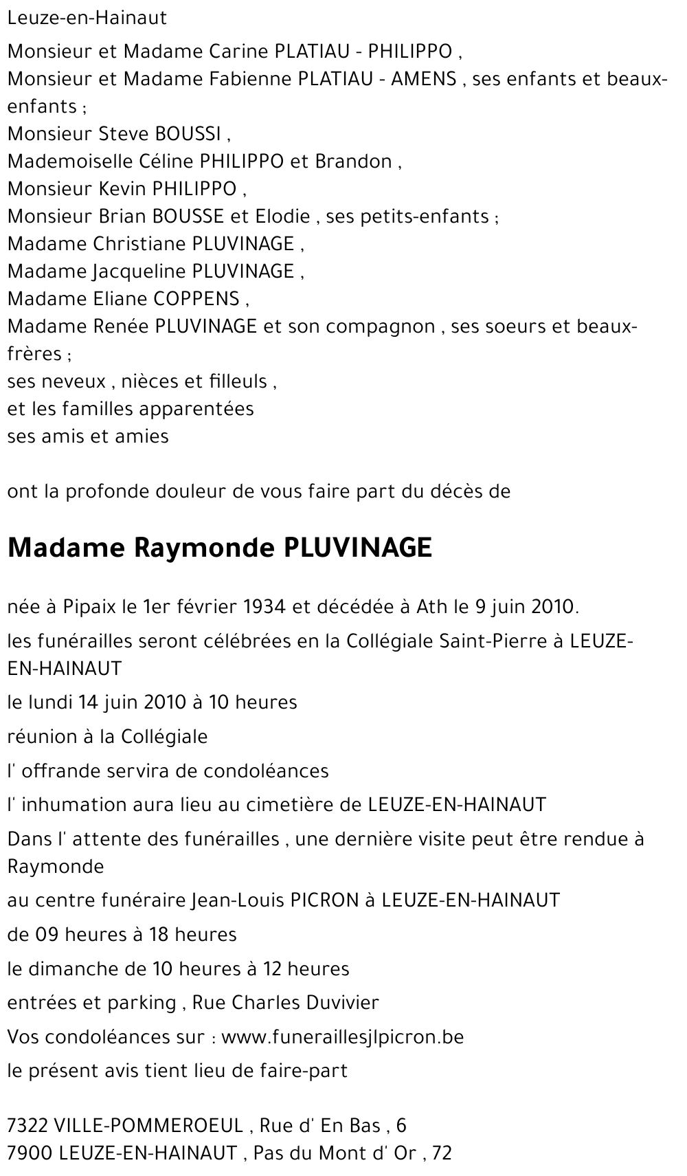 Raymonde PLUVINAGE
