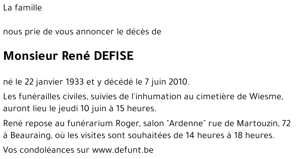 René DEFISE