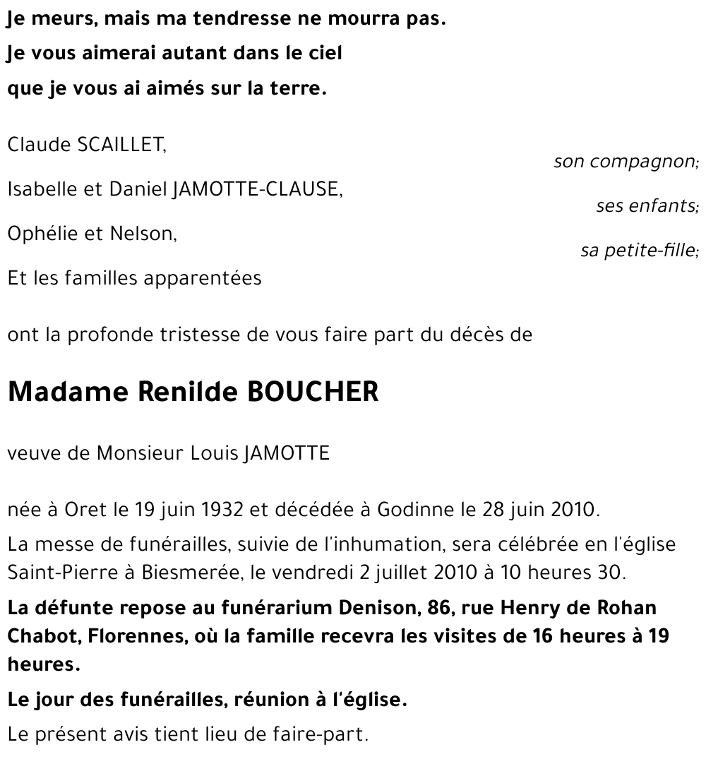 Renilde BOUCHER