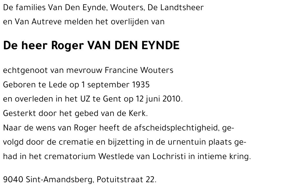 Roger VAN DEN EYNDE