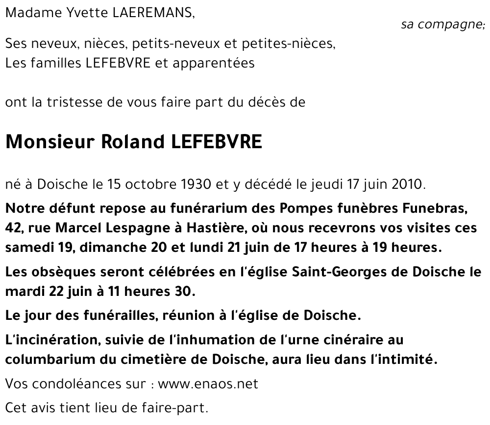 Roland LEFEBVRE