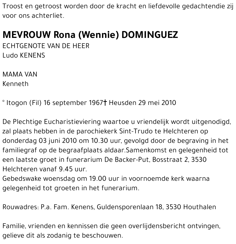 Rona (Wennie) DOMINGUEZ