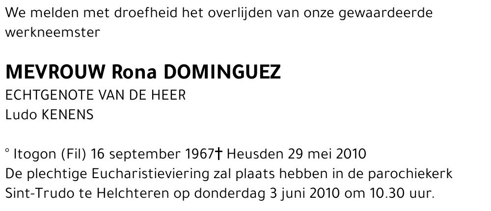 Rona (Wennie) DOMINGUEZ