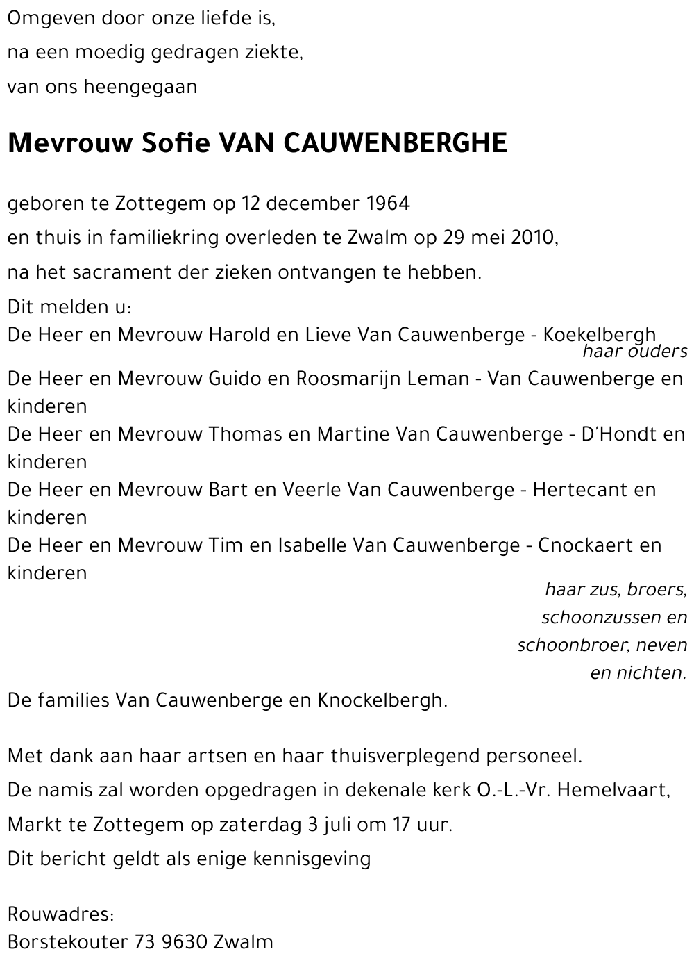 Sofie VAN CAUWENBERGHE