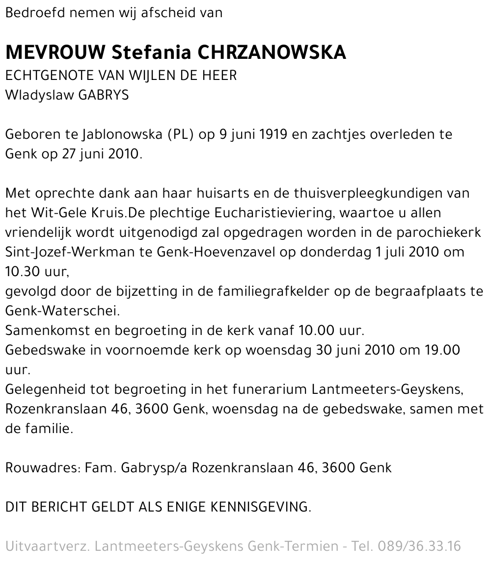 Stefania CHRZANOWSKA