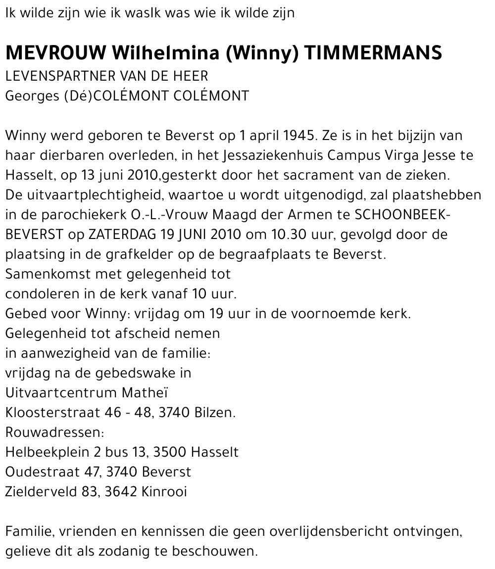Wilhelmina TIMMERMANS