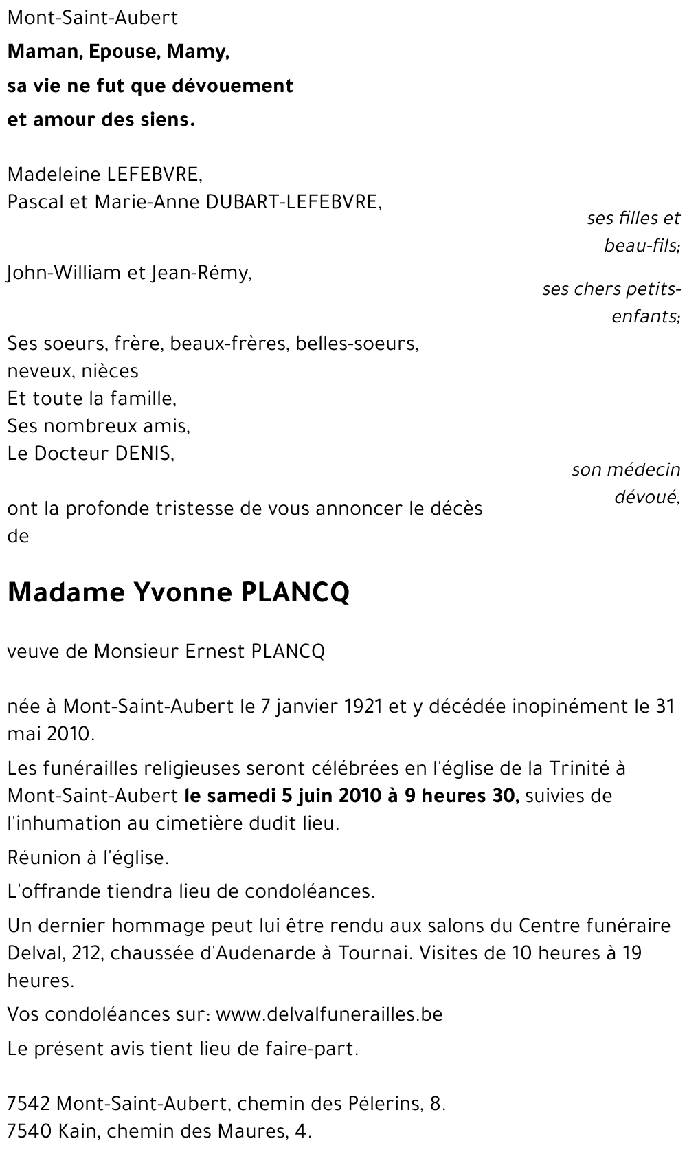 Yvonne PLANCQ
