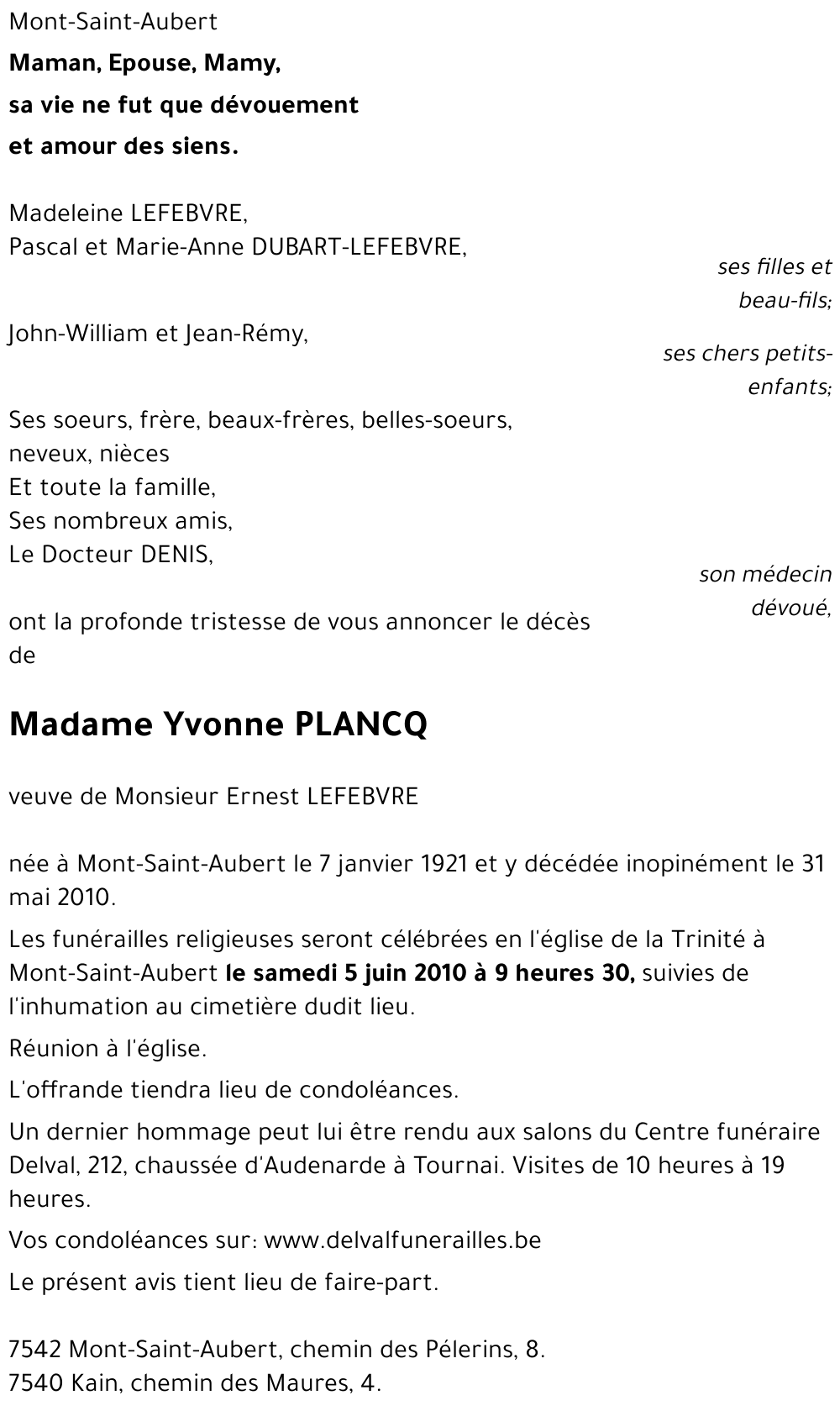 Yvonne PLANCQ