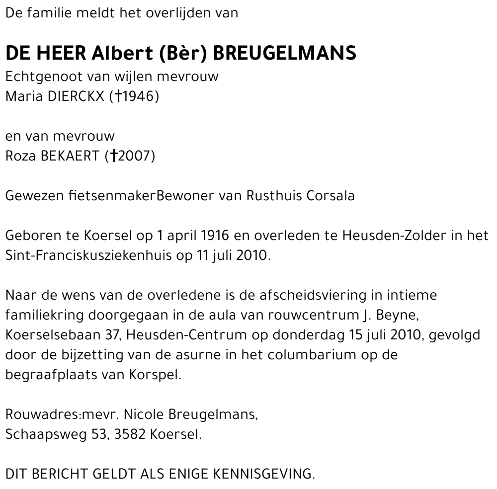 Albert (Bèr) Breugelmans