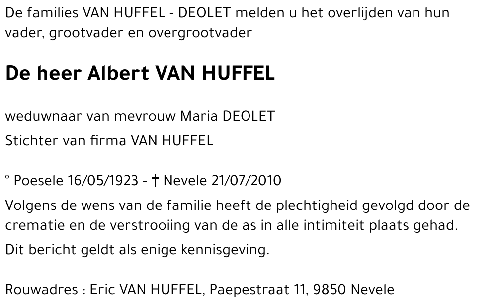 Albert VAN HUFFEL