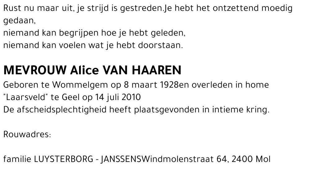 Alice VAN HAAREN