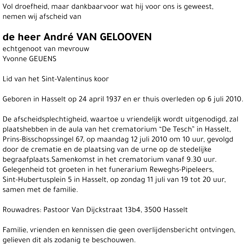 André Van Gelooven