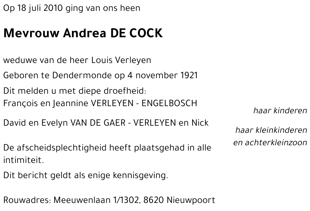 Andrea DE COCK