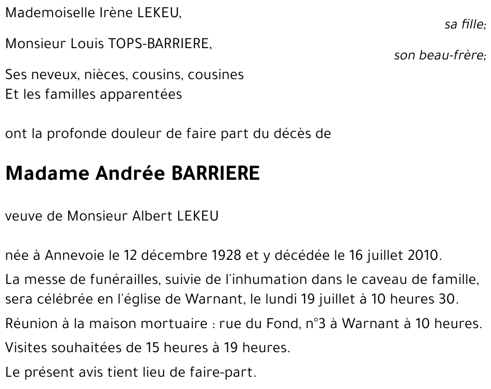 Andrée BARRIERE