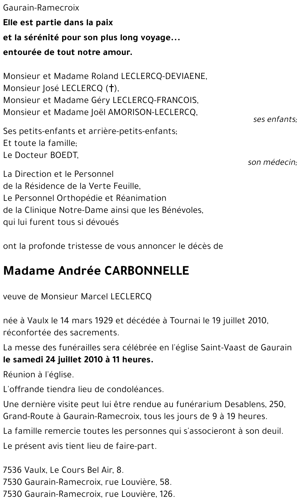 Andrée CARBONNELLE