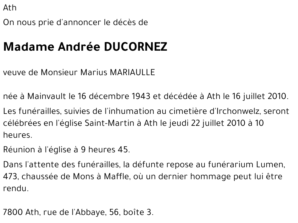 Andrée DUCORNEZ