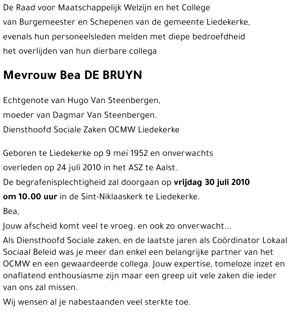 Bea DE BRUYN