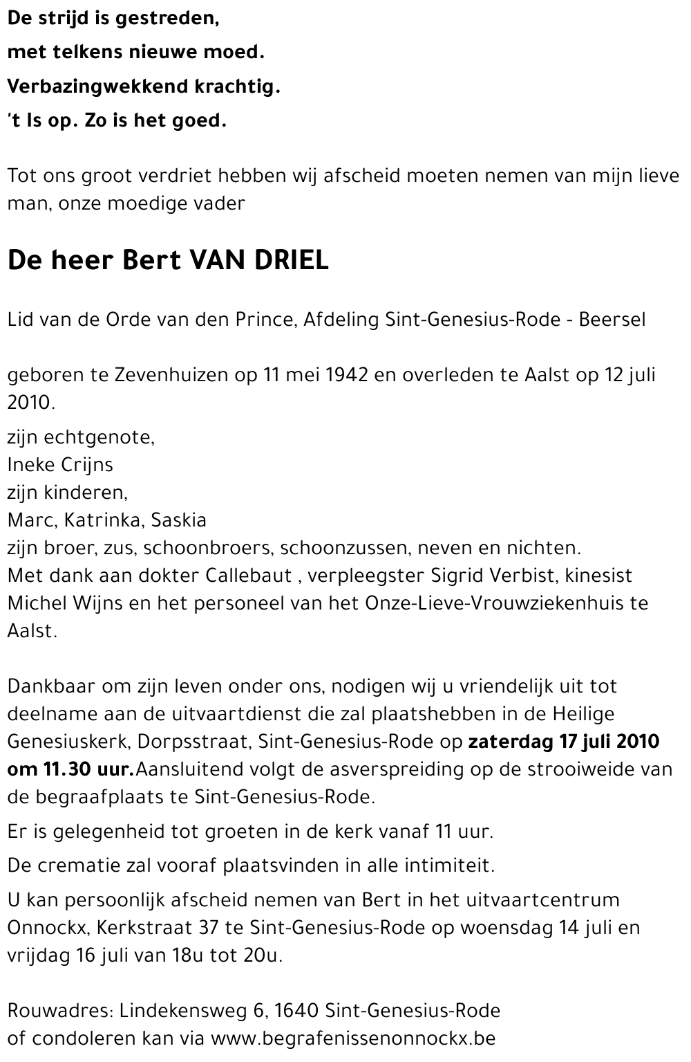 Bert VAN DRIEL