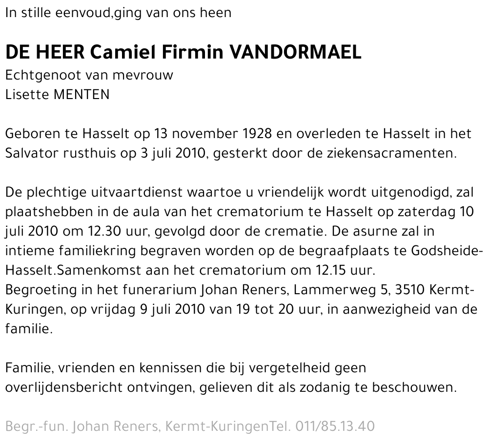 Camiel Firmin Vandormael