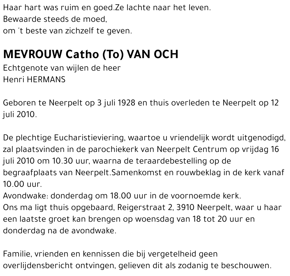 Catho (To) Van Och