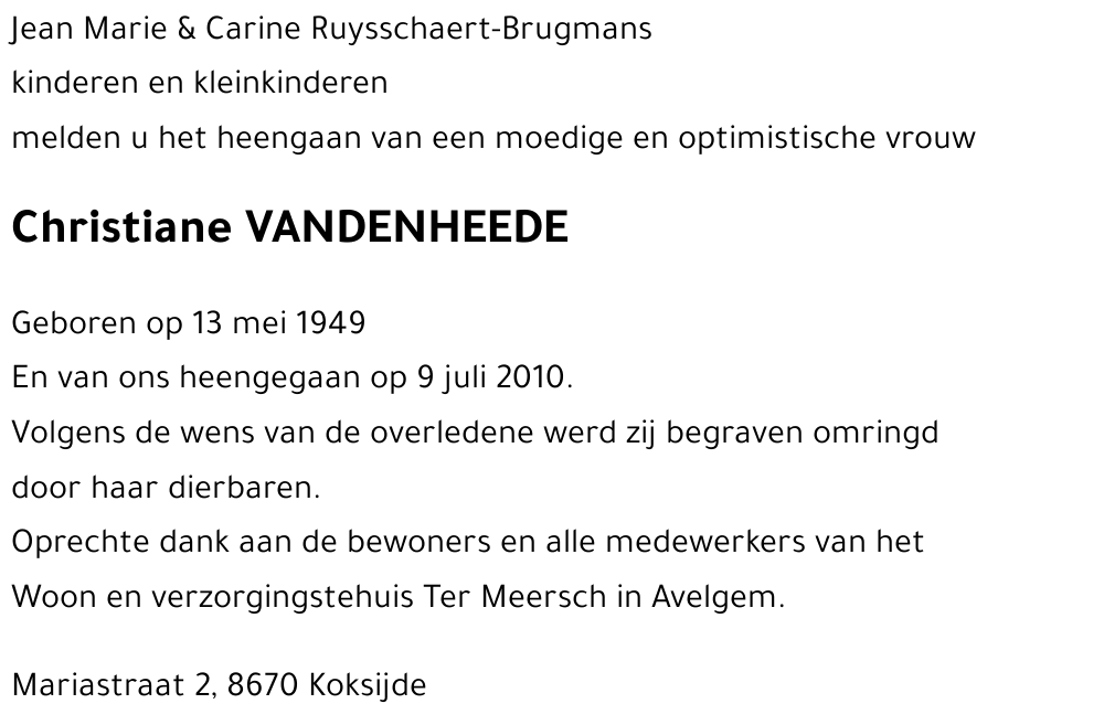 Christiane VANDENHEEDE