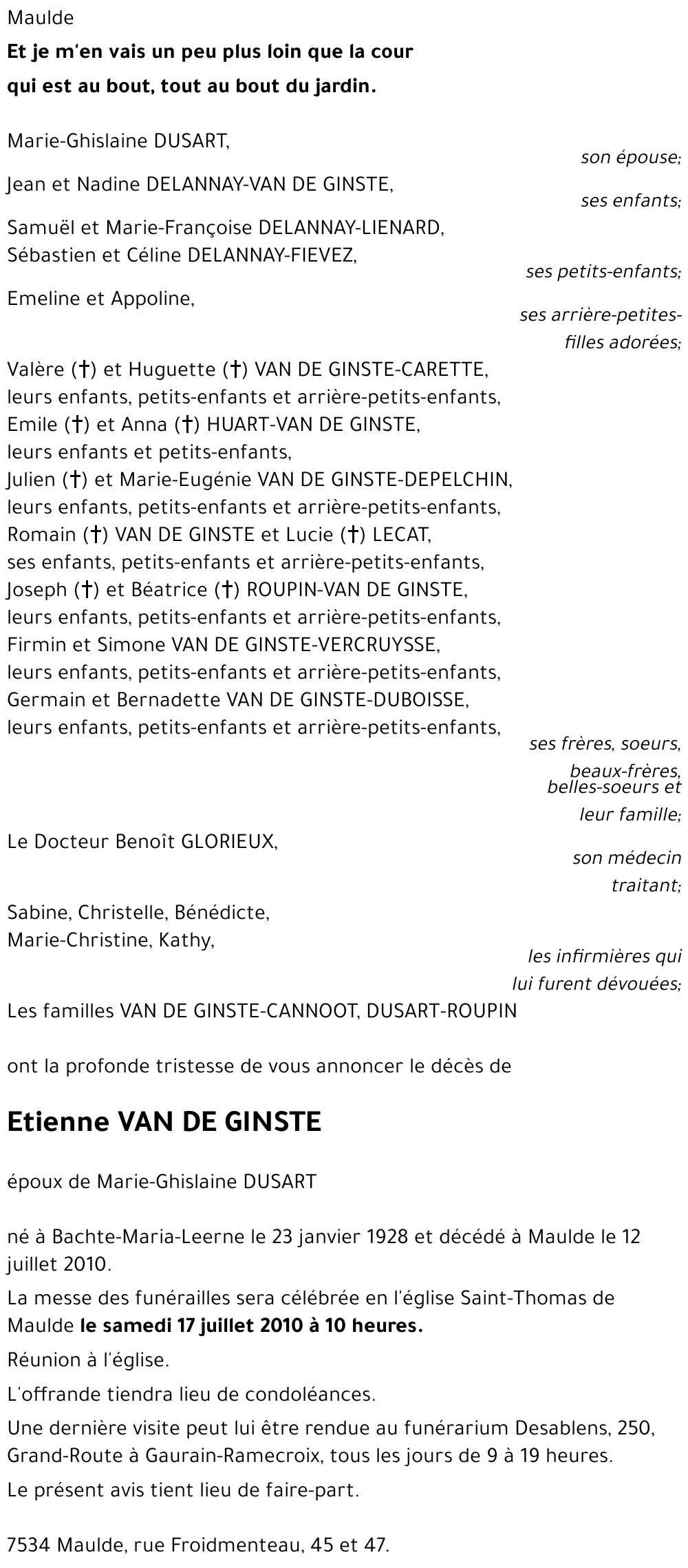 Etienne VAN DE GINSTE