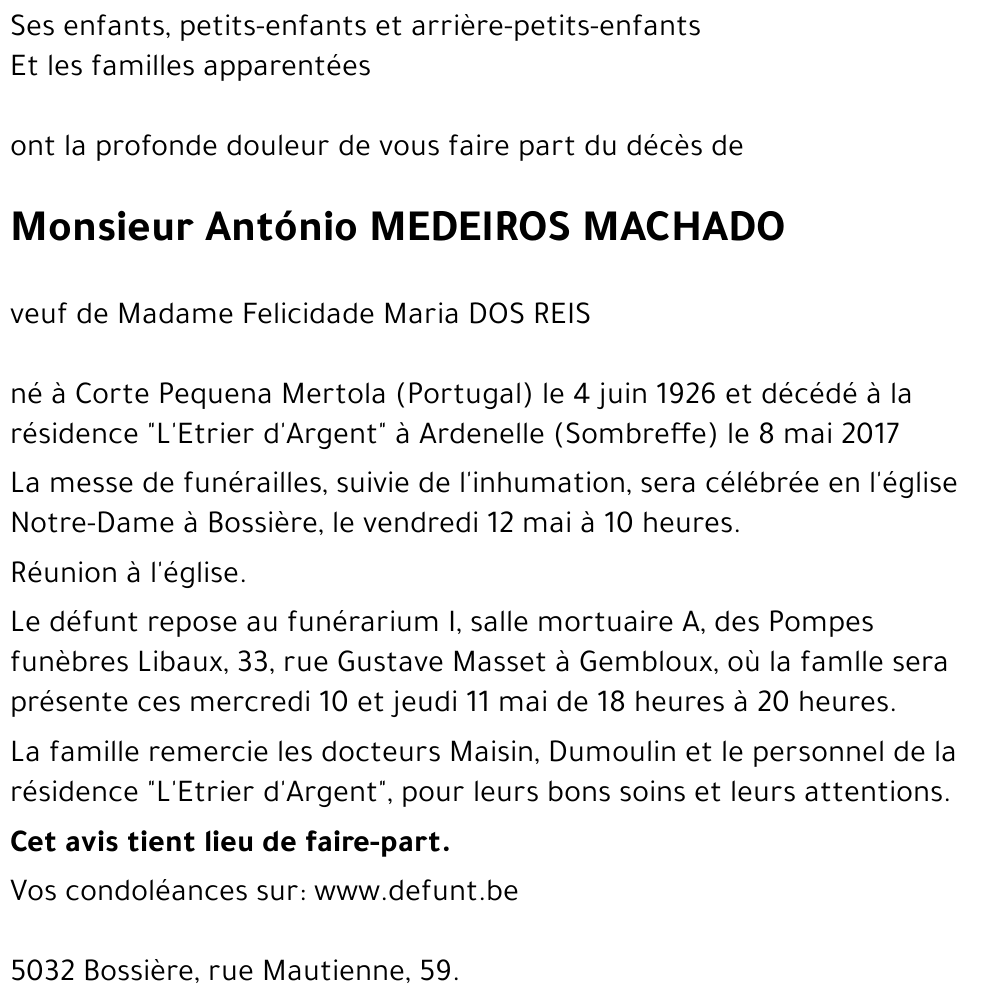 Felicidade Maria DOS REIS