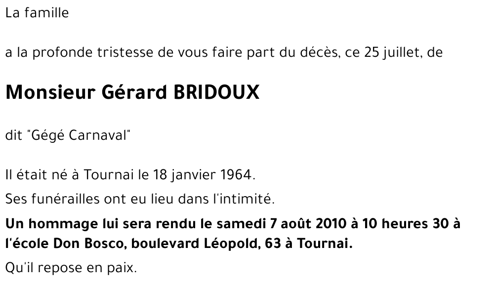 Gérard BRIDOUX
