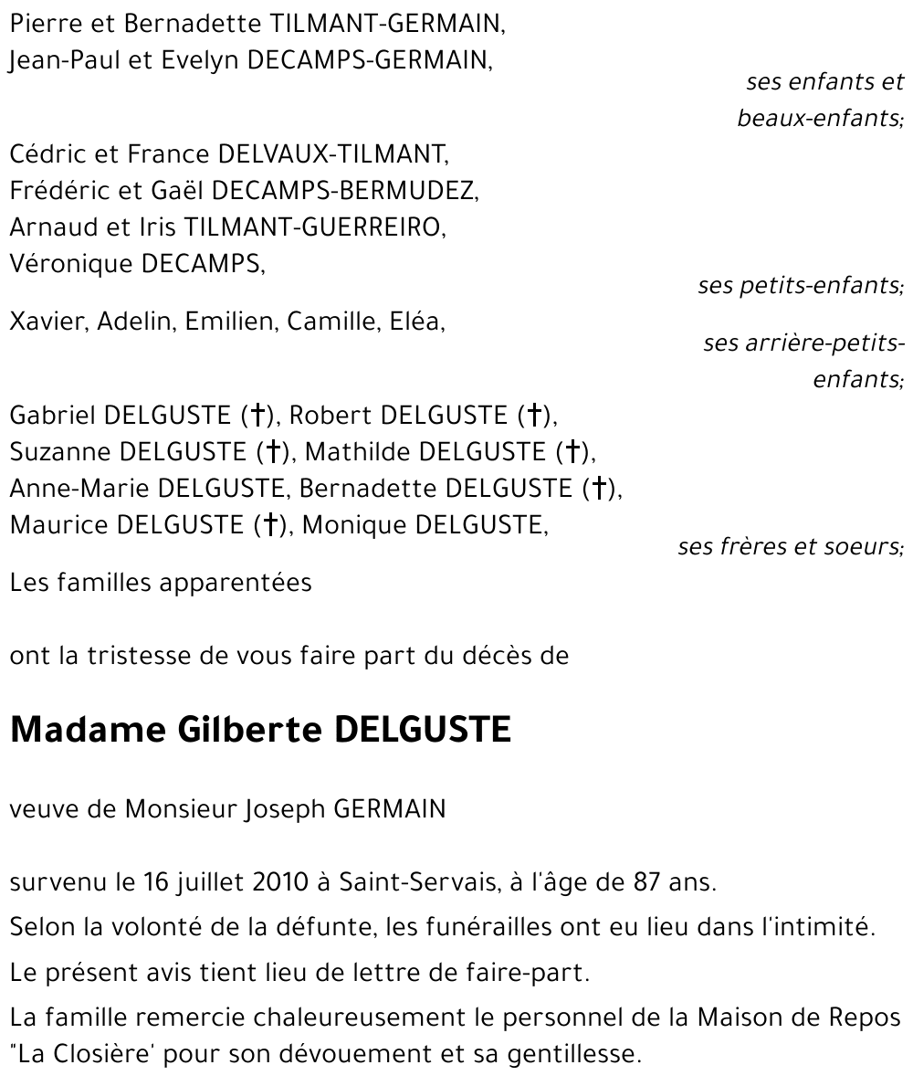 Gilberte DELGUSTE